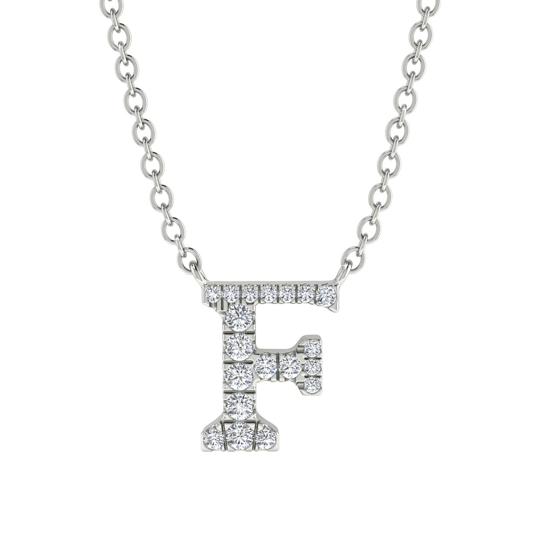 Diamond Gold Initial Necklace - F